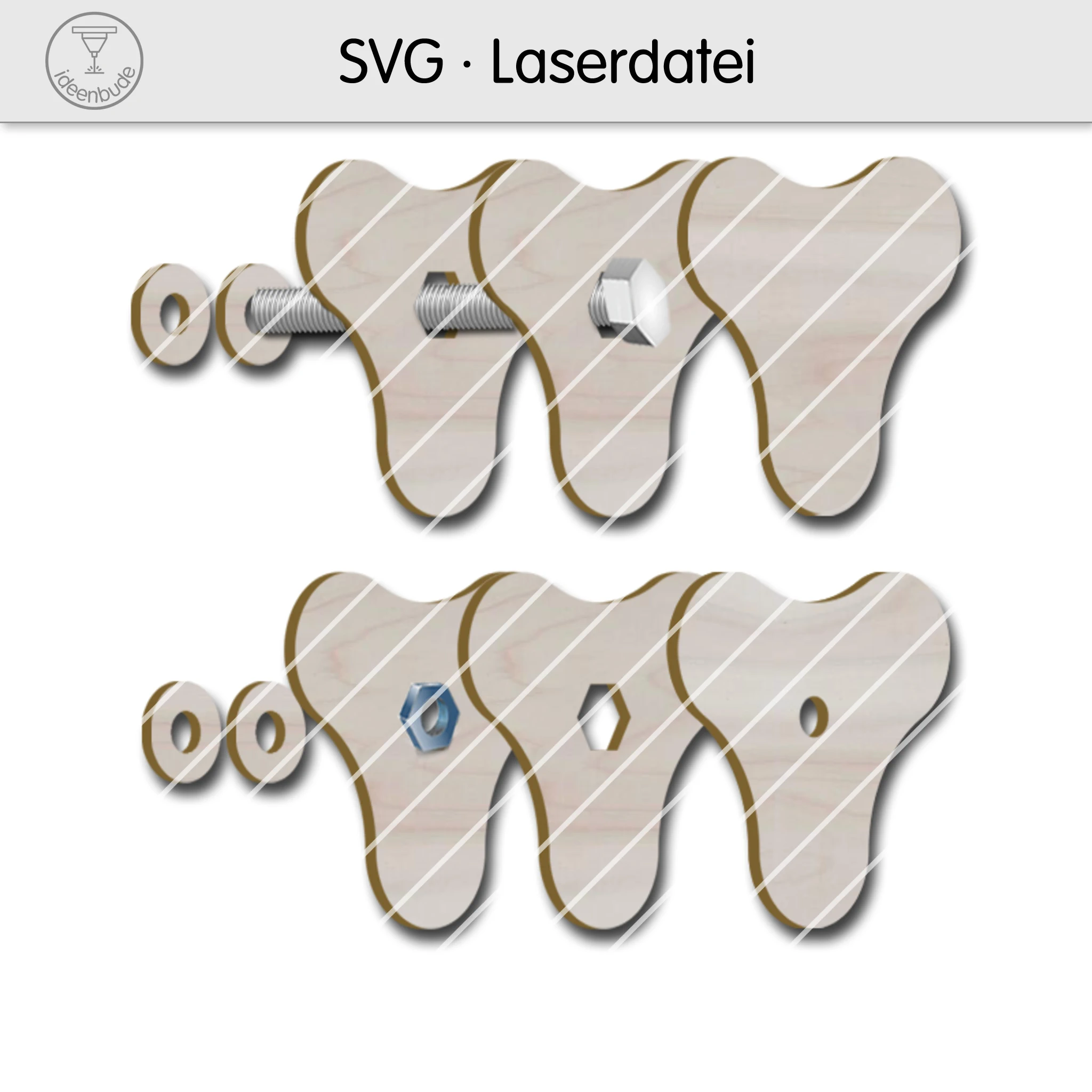 Sterngriffmutter/Schraube mit 3 Zähnen für M6, M8 und M10